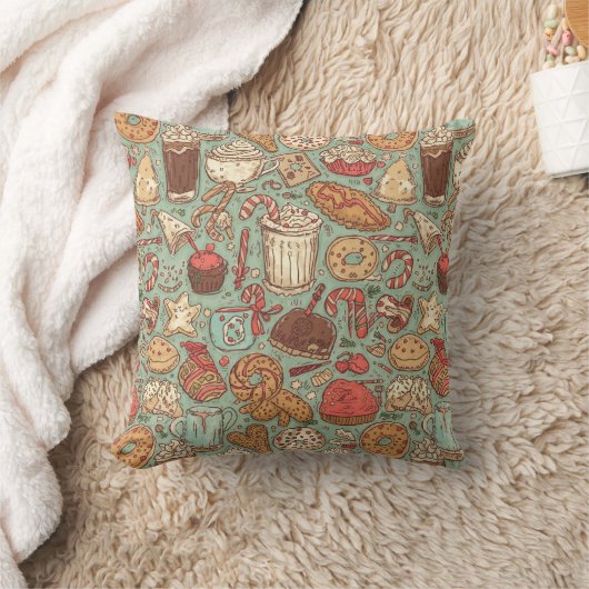 Coussin Winter Treats & Drinks Pattern | Cozy Café Holiday (Couverture)