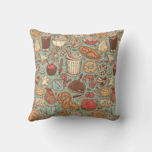 Coussin Winter Treats & Drinks Pattern | Cozy Café Holiday (Verso)