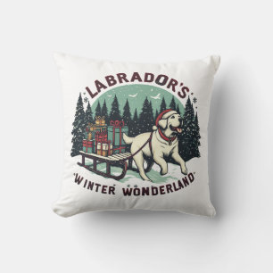 Coussin Winter Wonderland Vintage Labrador Chien Noël