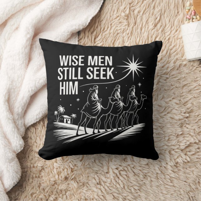 Coussin Wise Men Still Seek Him Christian Christmas Jésus (Couverture)