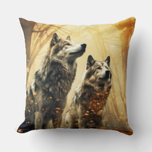 Coussin Wolf Animal Wilderness Mur Art coloré