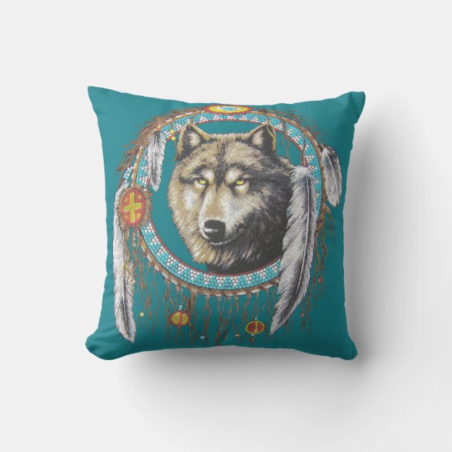 Coussin Wolf Dreamcatcher (Recto)