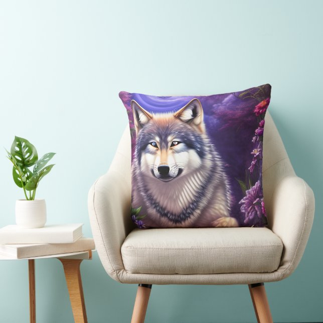 Coussin Wolf floral de Midnight Howl (Chaise)