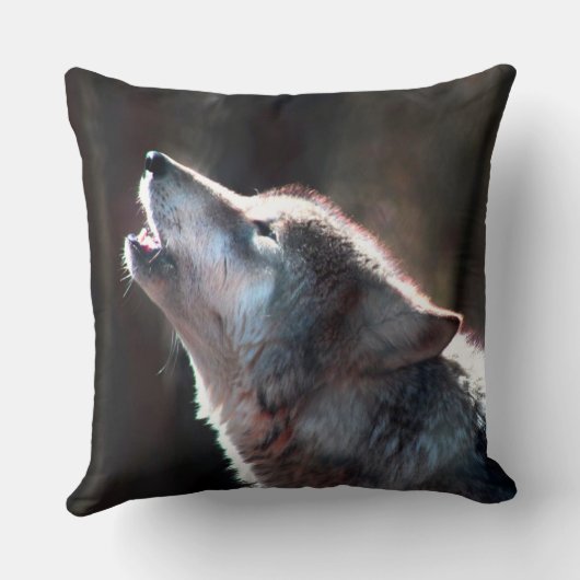 Coussin Wolf Howling Loup solitaire (Verso)