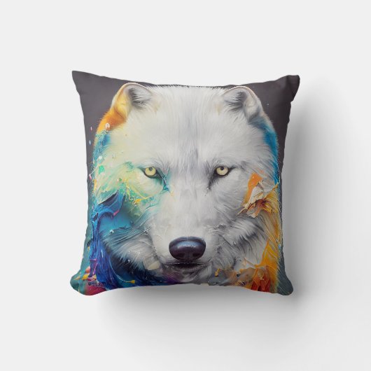 Coussin Wolf Loup Blanc Animal Discovery Aventure Nature (Recto)