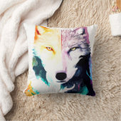 Coussin Wolf Wild Nature Animal Couleur Art Peinture (Couverture)