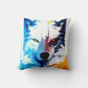 Coussin Wolf Wild Nature Animal Couleur Art Peinture
