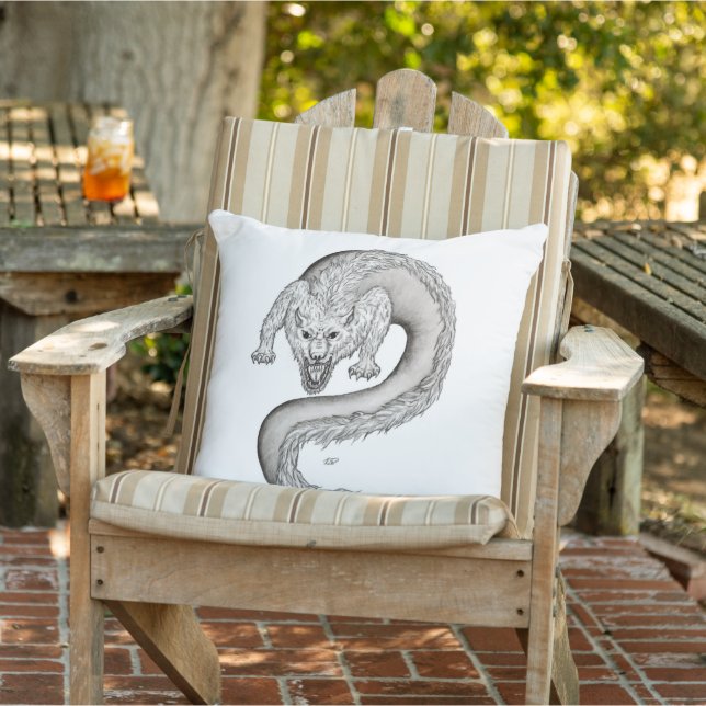 Coussin Wolfdragon design noir et blanc (Chaise)