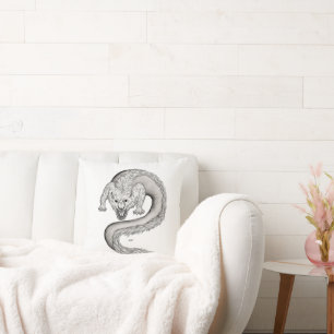 Coussin Wolfdragon design noir et blanc