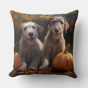 Coussin Wolfhound Chiot Automne Citrouille de plaisir