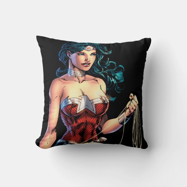 Coussin Wonder Woman Grimpe Lasso Sur Rock (Recto)