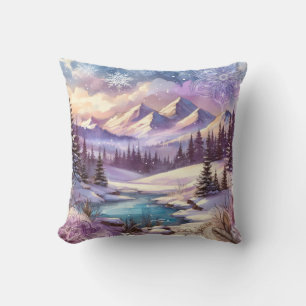 Coussin Wonderland d'hiver Motifs de Nature Mountain Lake