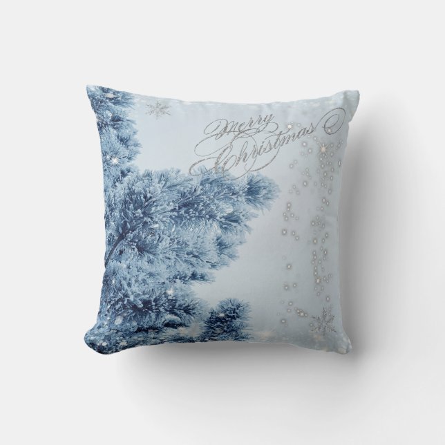 Coussin Wonderland d'hiver, neige, flocons de neige (Recto)