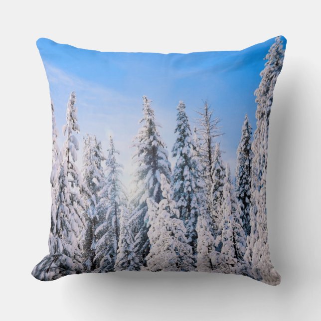 Coussin Wonderland Pine Trees en Neige (Recto)