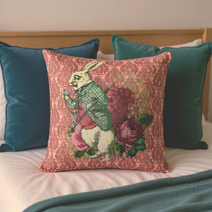 Coussin Wonderland White Rabbit Floral