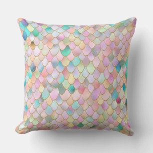 Coussin Wonky Trendy Rainbow Girl Metal Mermaid Scales