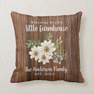 Coussin Wood Daisy Nom de famille Est.Mariage Ferme 