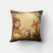 Coussin Woodland Bedtime Story Nursery Throw Pillow (Verso)
