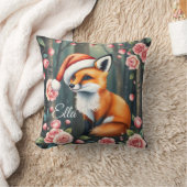 Coussin Woodland fox in Christmas hat Baby throw pillow (Couverture)