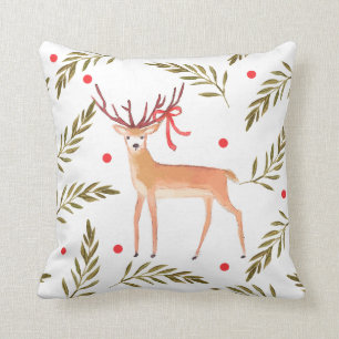 Coussin Woodland Reindeer Joyeuses Vacances Personnalisée