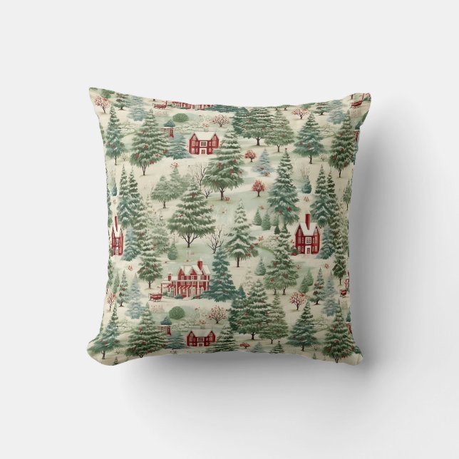 Coussin Woodland rustique Pays Noël mignon Cosy (Recto)