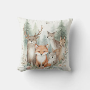 Coussin Woodland Watercolor Animals