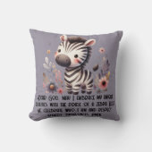 Coussin Woodland Zebra Kids Prière chrétienne sur violet | (Recto)