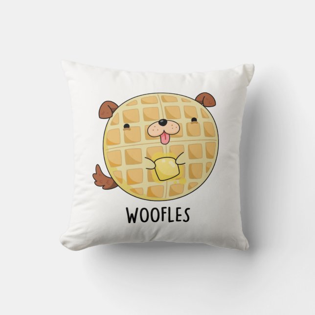 Coussin Woofles Doggy Doggy Waffle Pun (Recto)