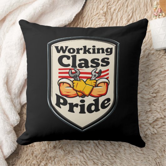 Coussin Working Class Pride Badge – Blue Collar Worker (Couverture)