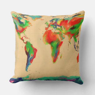 Coussin World of Color Map - Jeu d'oreiller