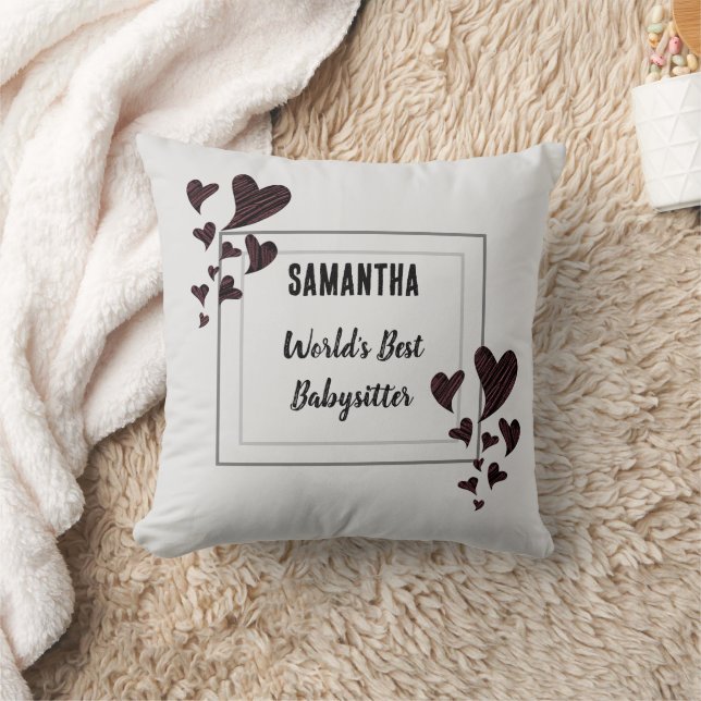 Coussin Worlds Best Babysitter Hearts Garde d'enfants Nann (Couverture)