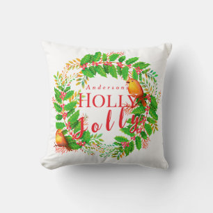 Coussin Wreath Holly Jolly White