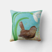 Coussin Wren Bird chante à l'aube Au printemps (Verso)