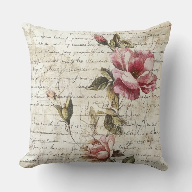 Coussin Written Roses Pillow (Recto)