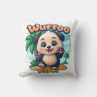 Coussin Wuffoo Poppi Cute Kawaii Puppy Tropical Island 