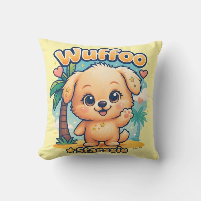 Coussin Wuffoo Starssie Kawaii Puppy Tropical Island (Recto)