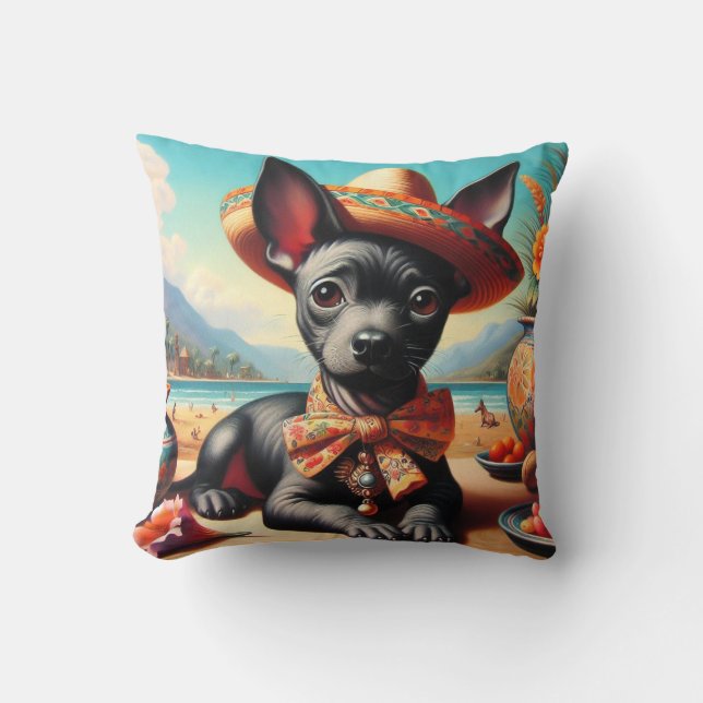 Coussin Xoloitzcuintle vintage (Recto)