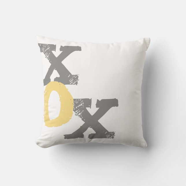 Coussin XOX jaune et gris (Recto)