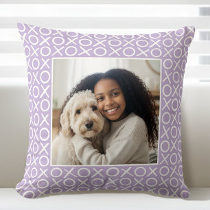Coussin XOXO Câlins et Bisous 2 Photo personnalisée Violet