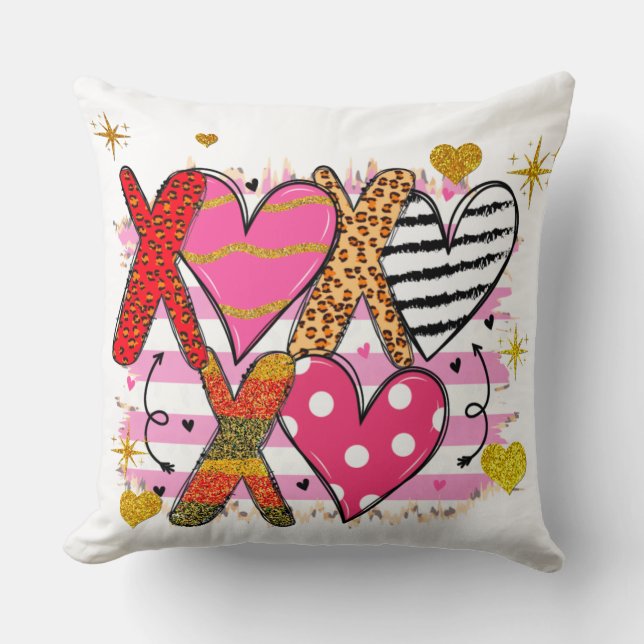 Coussin XOXO Cœur Mignon & Ludique (Recto)