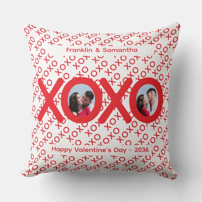 Coussin XOXO Red Valentine's Day Photo Throw Pillow (Recto)
