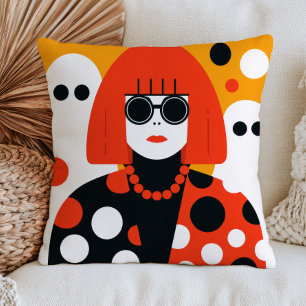 Coussin Yayoi Kusama avec des fantômes Halloween coloré