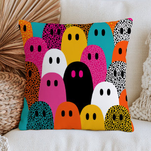 Coussin Yayoi Kusama Fantômes Colorés Halloween Maximalist