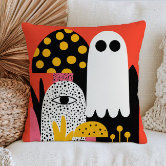 Coussin Yayoi Kusama Inspiré Champignons & Fantômes Hallow