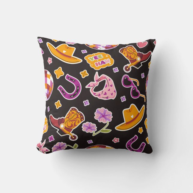 Coussin Yee Haw Cowboy Boots Hat Deco (Recto)