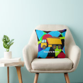 Coussin Yellow Dump Truck, Geometric Shapes, Child's Name (Chaise)