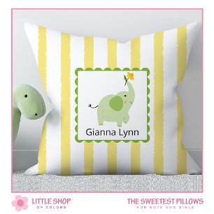 Coussin Yellow Elephant Monogramme bébé fille garçon