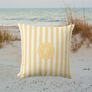 Coussin Yellow French Beach Strig Initial Monogramme