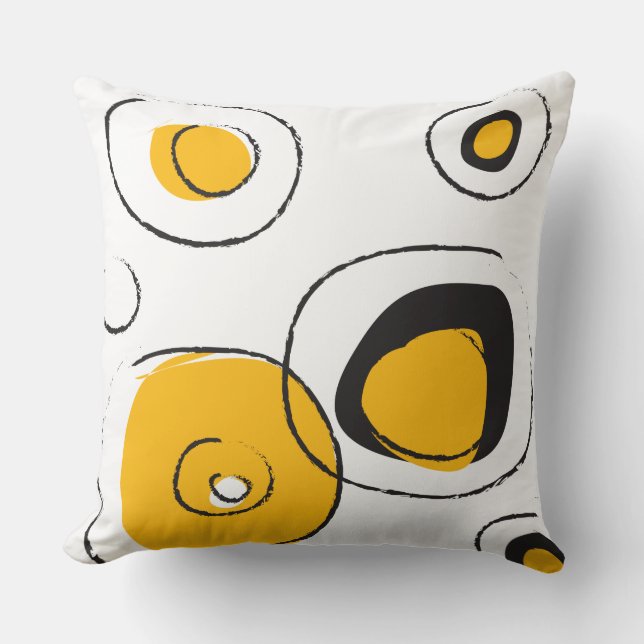 Coussin Yellow FUNKY DOTS DESIGN Retro Jeu d'oreiller (Recto)