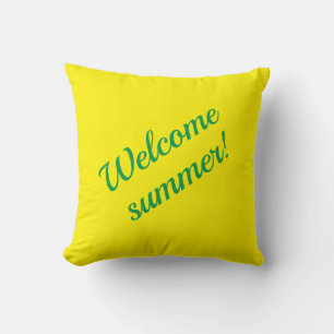 Coussin Yellow & green, Welcome summer!  Throw Pillow
